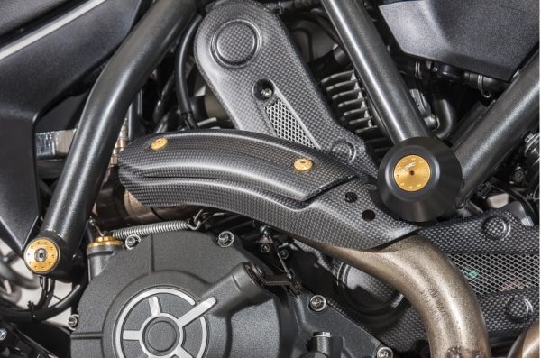 EXHAUST PIPE HEAT GUARD HOLD DUCATI SCRAMBLER - MATT CARBON