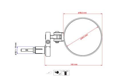 BAR END MIRROR ROCKET | LEFT Ø 94.5MM