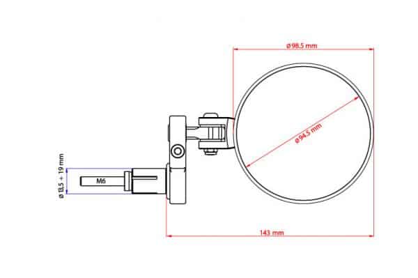 BAR END MIRROR ROCKET | RIGHT Ø 94.5MM