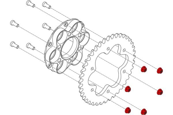 Nuts ring gear Ducati M8x1.25 - Titanium